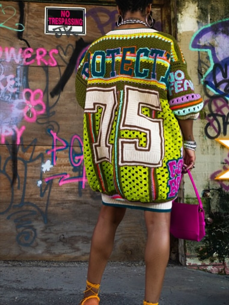 Colorful Crochet Sweater Dress