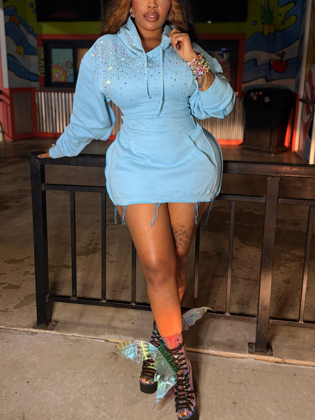Iridescent Corset Hoodie Dress