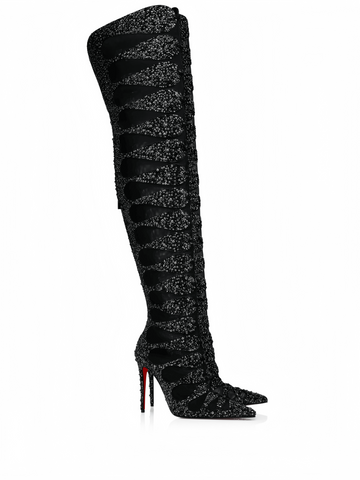 Sparkling Black Over-the-Knee Boots