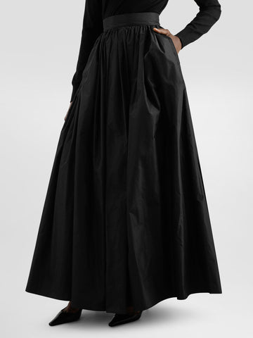 Taffeta Woven Maxi Skirt