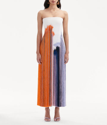 Abstract Brushstroke Fringe Dress