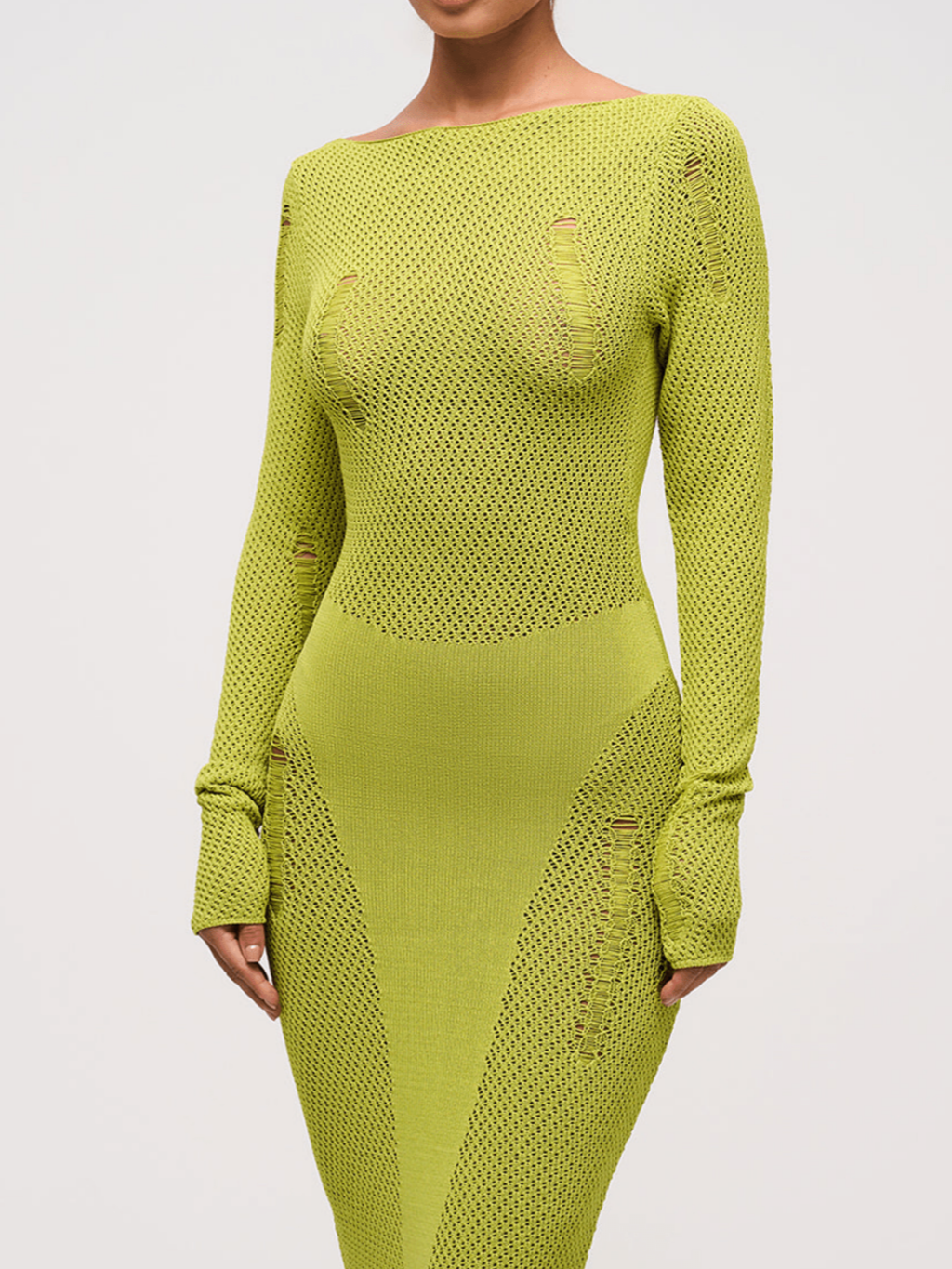Neon Split-Detail Knit Maxi Dress