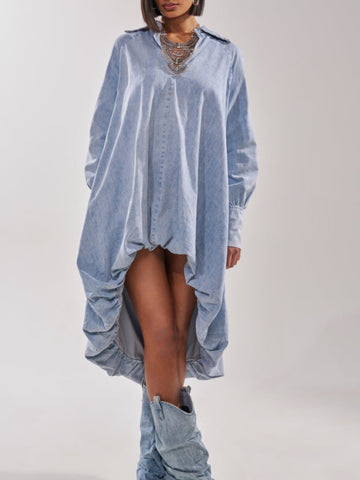DENIM HIGH-LOW DRESS