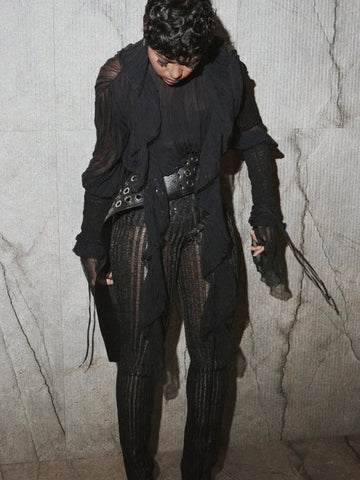 Edgy All-Black Textured Suit