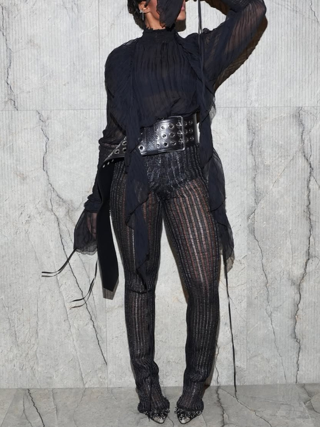 Edgy All-Black Textured Suit