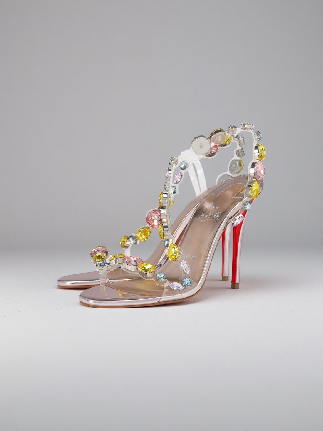Jewel Two-Tone Crystal High-Heel Sandals