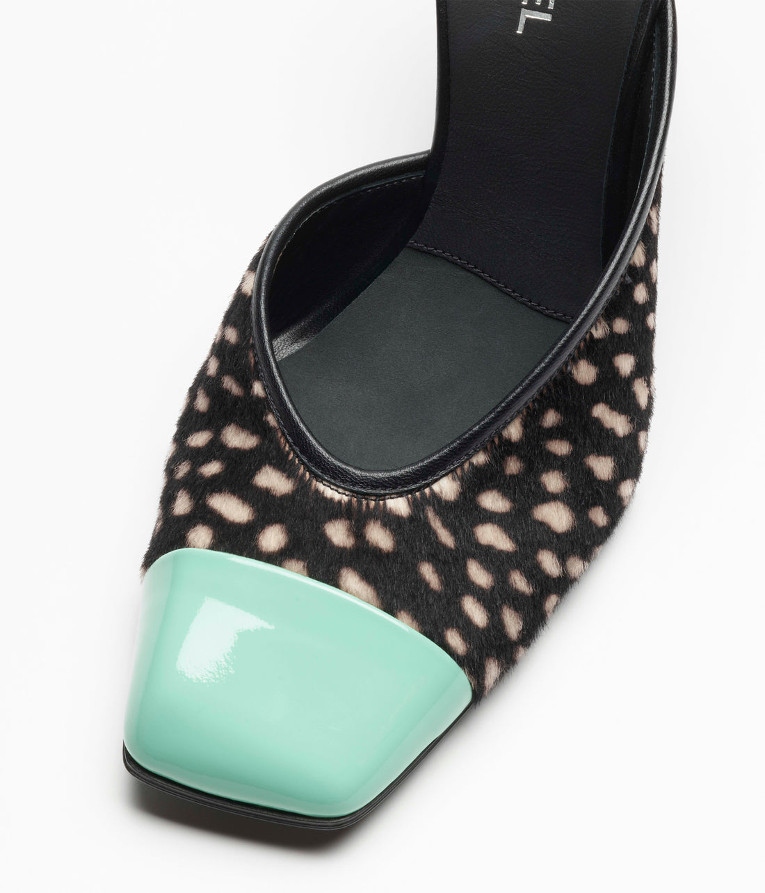 Patterned Contrast Mule Sandals