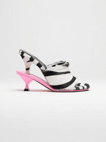 Les Doubles Zebra Print Calf Hair Slide Sandal